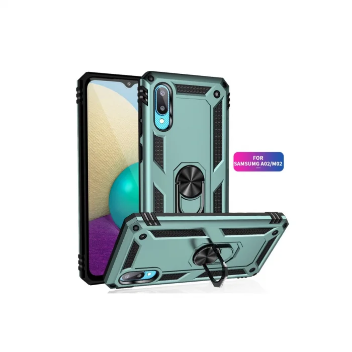 BUĞZ Samsung Galaxy A02 Kılıf Sofya Yüzüklü Silikon Kapak - Yeşil