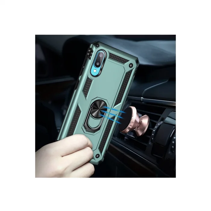 BUĞZ Samsung Galaxy A02 Kılıf Sofya Yüzüklü Silikon Kapak - Yeşil