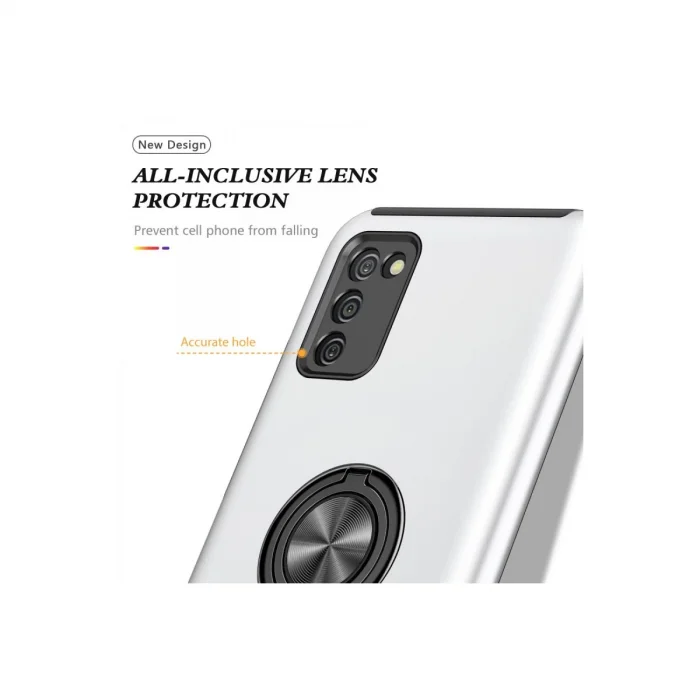 BUĞZ Samsung Galaxy A02s Kılıf Elit Yüzüklü Kapak - Gümüş