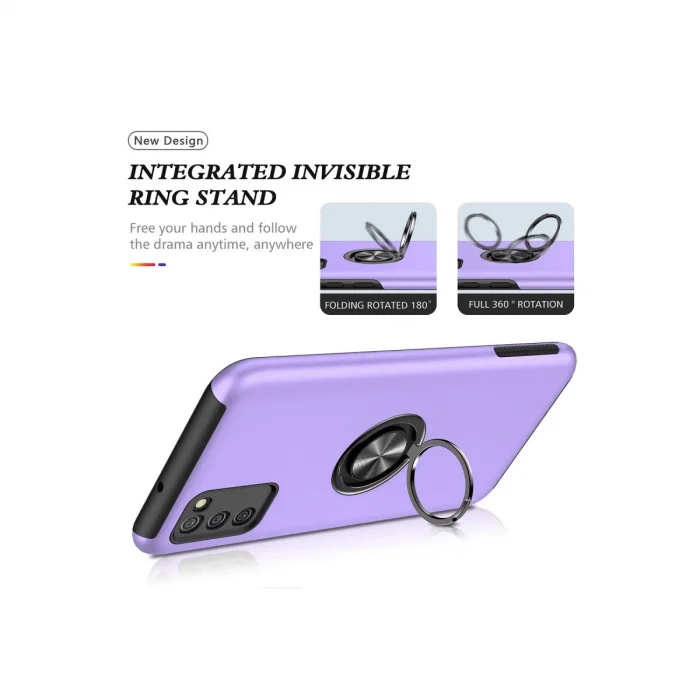 BUĞZ Samsung Galaxy A02s Kılıf Elit Yüzüklü Kapak - Mor