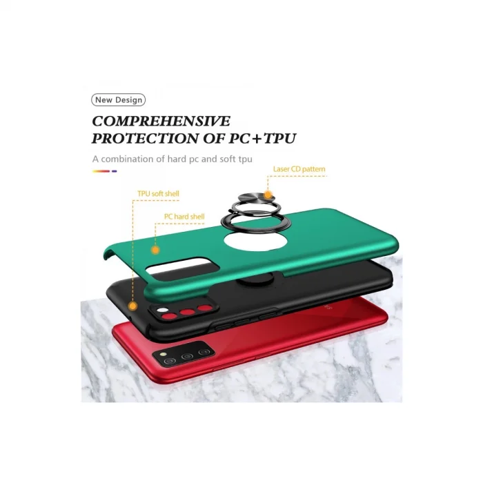 BUĞZ Samsung Galaxy A02s Kılıf Elit Yüzüklü Kapak - Yeşil