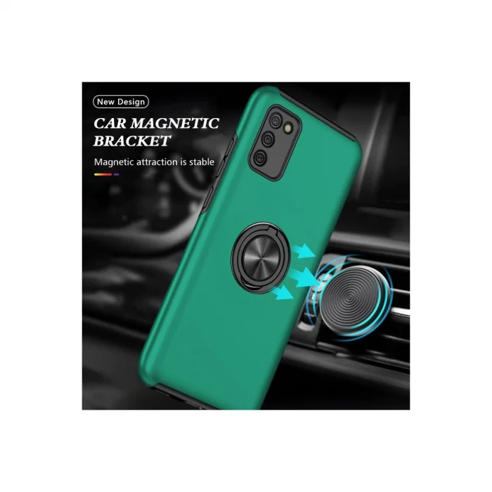 BUĞZ Samsung Galaxy A02s Kılıf Elit Yüzüklü Kapak - Yeşil