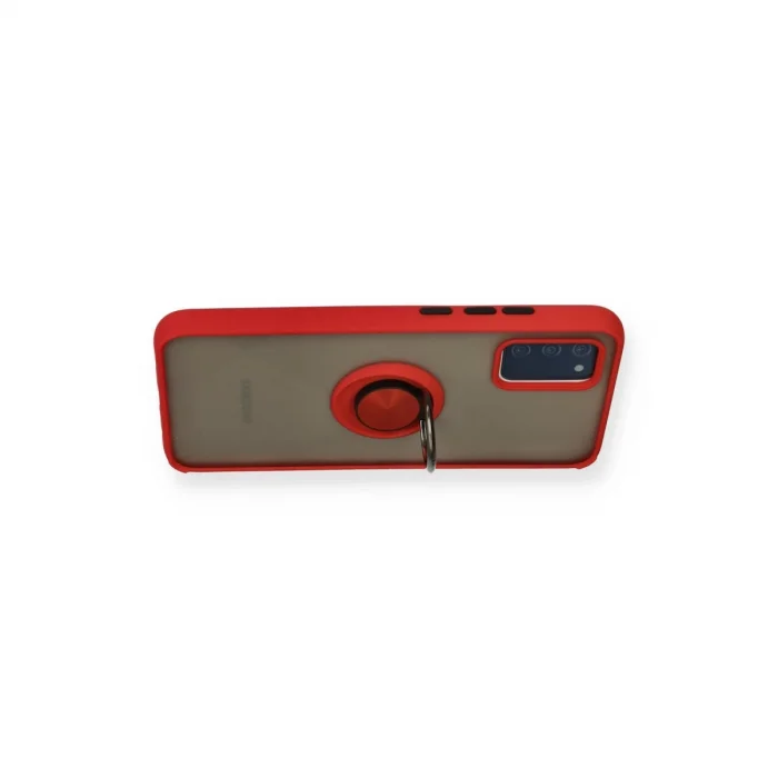 BUĞZ Samsung Galaxy A02s Kılıf Montreal Yüzüklü Silikon Kapak - Kırmızı