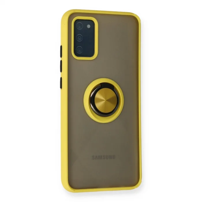 BUĞZ Samsung Galaxy A02s Kılıf Montreal Yüzüklü Silikon Kapak - Sarı