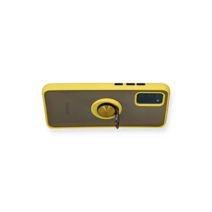 BUĞZ Samsung Galaxy A02s Kılıf Montreal Yüzüklü Silikon Kapak - Sarı