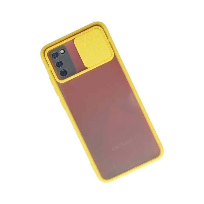BUĞZ Samsung Galaxy A02s Kılıf Palm Buzlu Kamera Sürgülü Silikon - Sarı