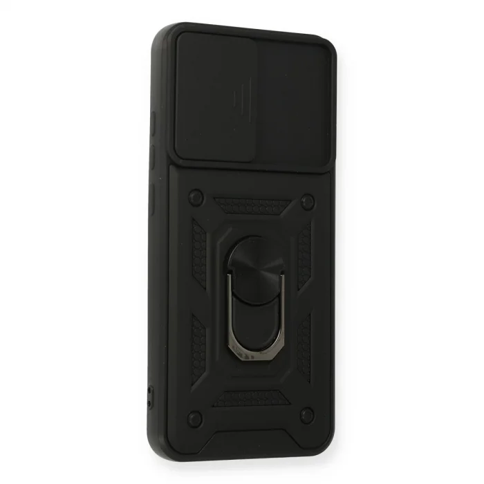 BUĞZ Samsung Galaxy A02s Kılıf Pars Lens Yüzüklü Silikon - Siyah