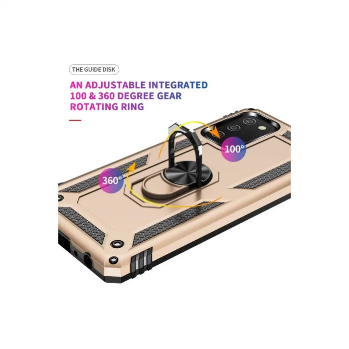 BUĞZ Samsung Galaxy A02s Kılıf Sofya Yüzüklü Silikon Kapak - Gold