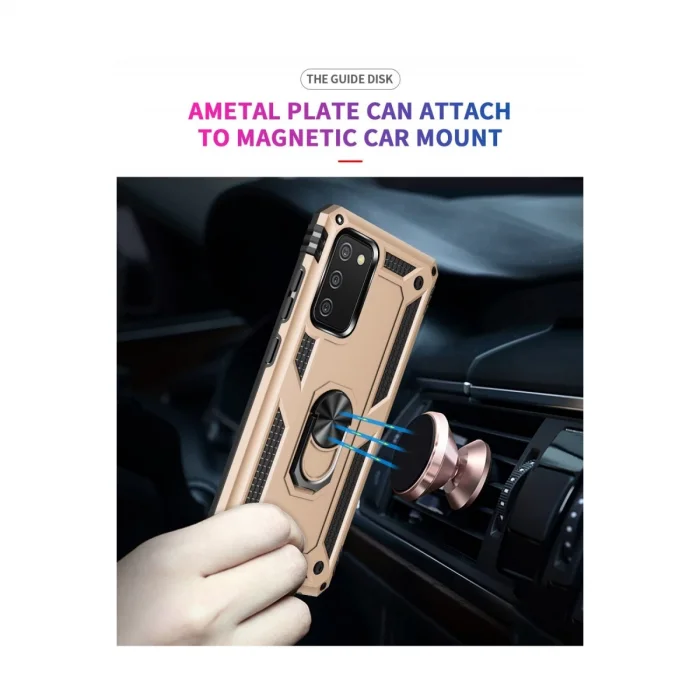 BUĞZ Samsung Galaxy A02s Kılıf Sofya Yüzüklü Silikon Kapak - Gold