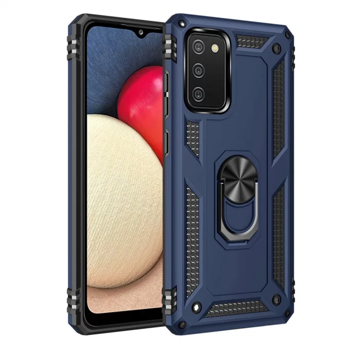 BUĞZ Samsung Galaxy A02s Kılıf Sofya Yüzüklü Silikon Kapak - Lacivert