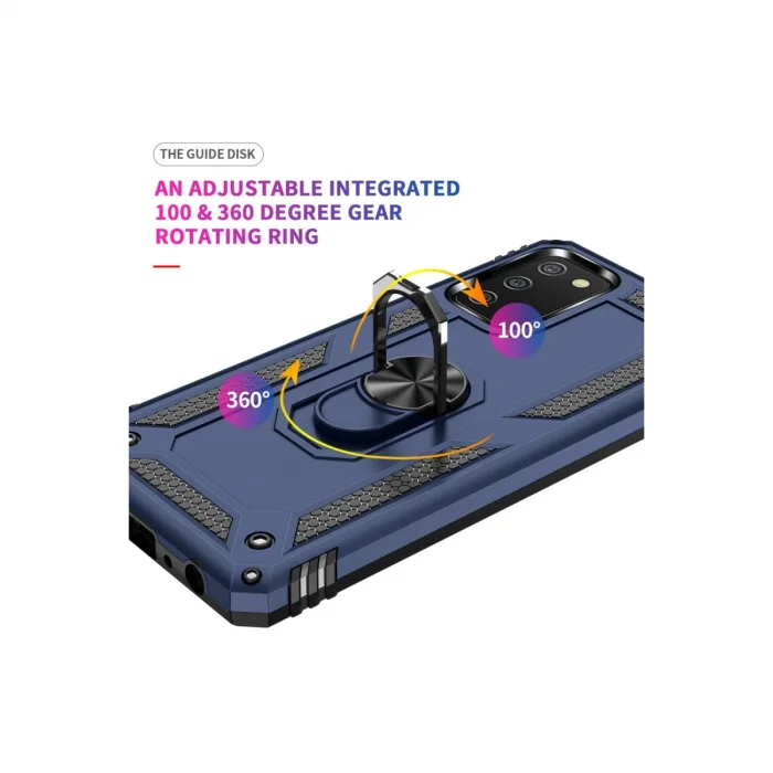 BUĞZ Samsung Galaxy A02s Kılıf Sofya Yüzüklü Silikon Kapak - Lacivert