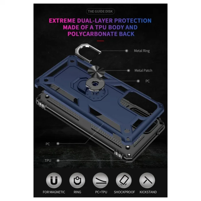 BUĞZ Samsung Galaxy A02s Kılıf Sofya Yüzüklü Silikon Kapak - Lacivert