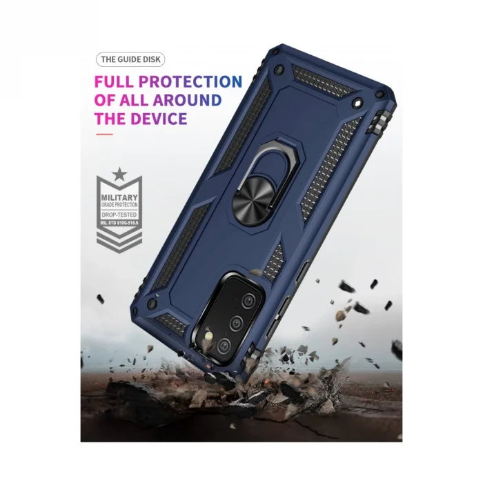 BUĞZ Samsung Galaxy A02s Kılıf Sofya Yüzüklü Silikon Kapak - Lacivert