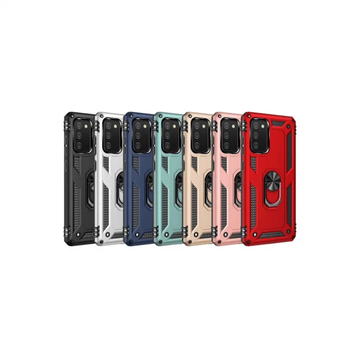 BUĞZ Samsung Galaxy A02s Kılıf Sofya Yüzüklü Silikon Kapak - Siyah