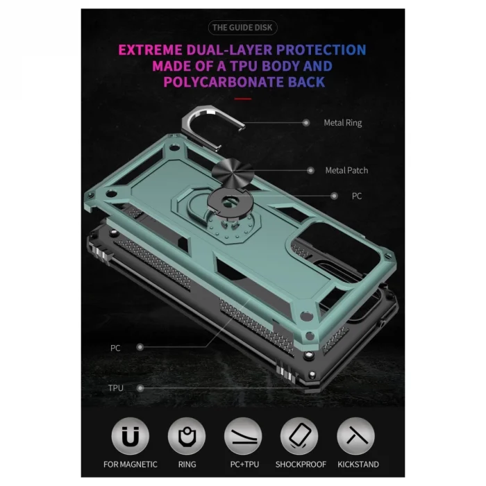 BUĞZ Samsung Galaxy A02s Kılıf Sofya Yüzüklü Silikon Kapak - Yeşil