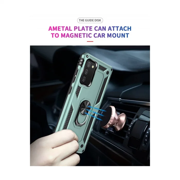 BUĞZ Samsung Galaxy A02s Kılıf Sofya Yüzüklü Silikon Kapak - Yeşil