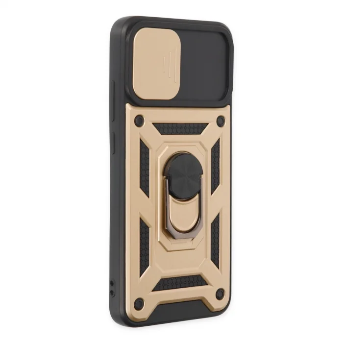 BUĞZ Samsung Galaxy A03 Kılıf Pars Lens Yüzüklü Silikon - Gold