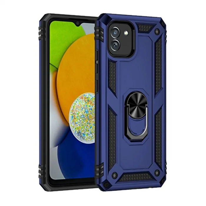 BUĞZ Samsung Galaxy A03 Kılıf Sofya Yüzüklü Silikon Kapak - Lacivert