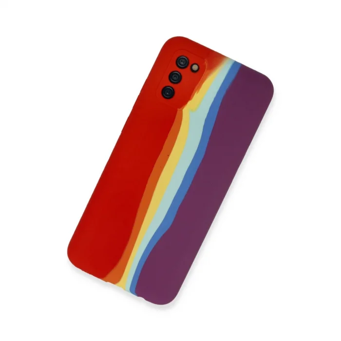 BUĞZ Samsung Galaxy A03s Kılıf Ebruli Lansman Silikon - Kırmızı-mor