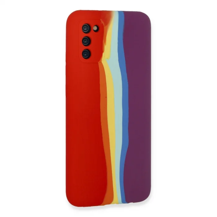 BUĞZ Samsung Galaxy A03s Kılıf Ebruli Lansman Silikon - Kırmızı-mor