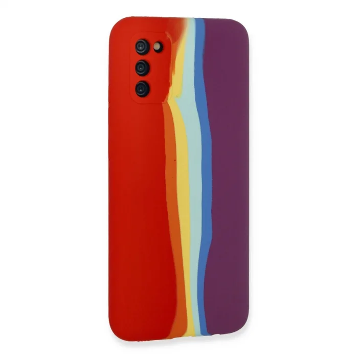 BUĞZ Samsung Galaxy A03s Kılıf Ebruli Lansman Silikon - Kırmızı-mor