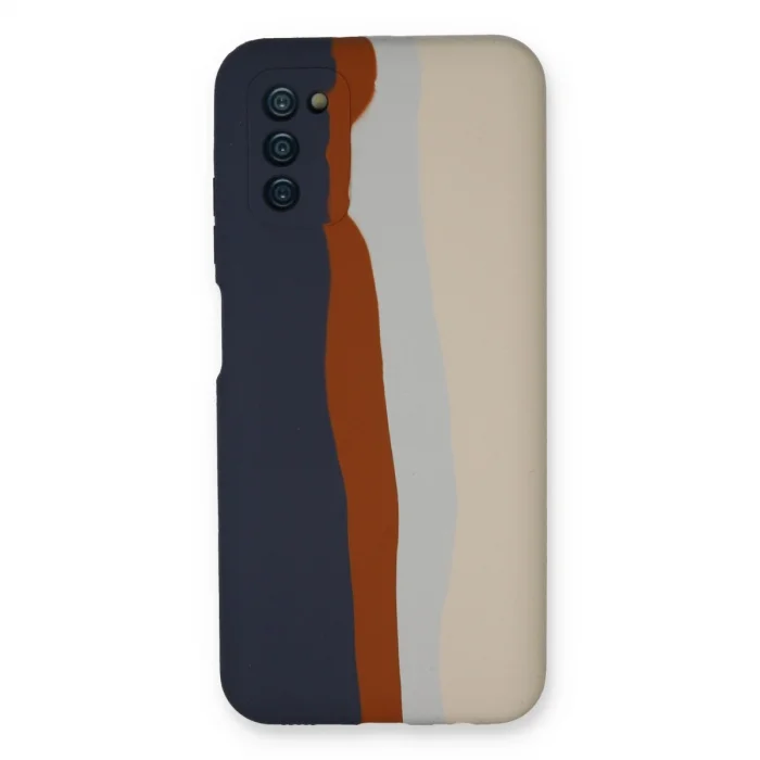 BUĞZ Samsung Galaxy A03s Kılıf Ebruli Lansman Silikon - Lacivert-krem