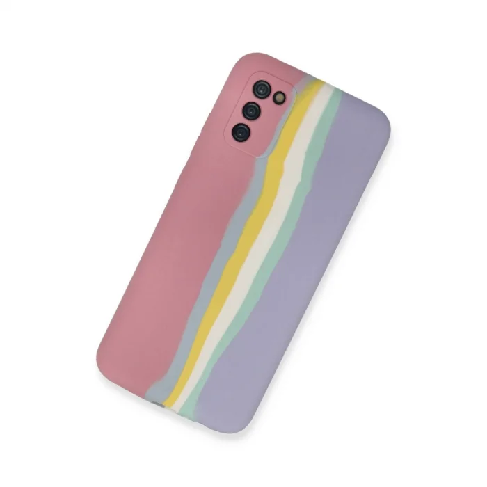 BUĞZ Samsung Galaxy A03s Kılıf Ebruli Lansman Silikon - Pembe-lila