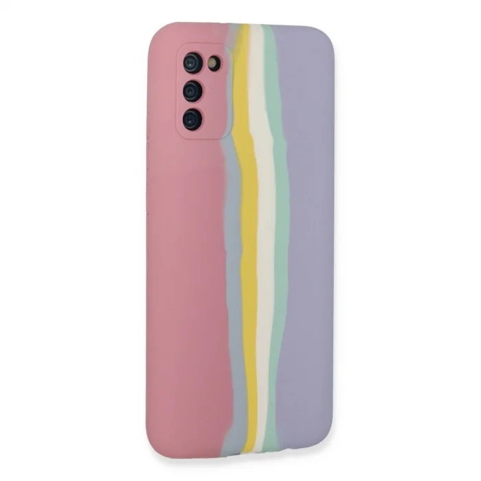 BUĞZ Samsung Galaxy A03s Kılıf Ebruli Lansman Silikon - Pembe-lila