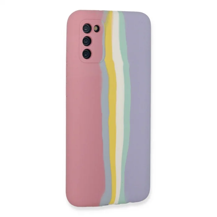 BUĞZ Samsung Galaxy A03s Kılıf Ebruli Lansman Silikon - Pembe-lila