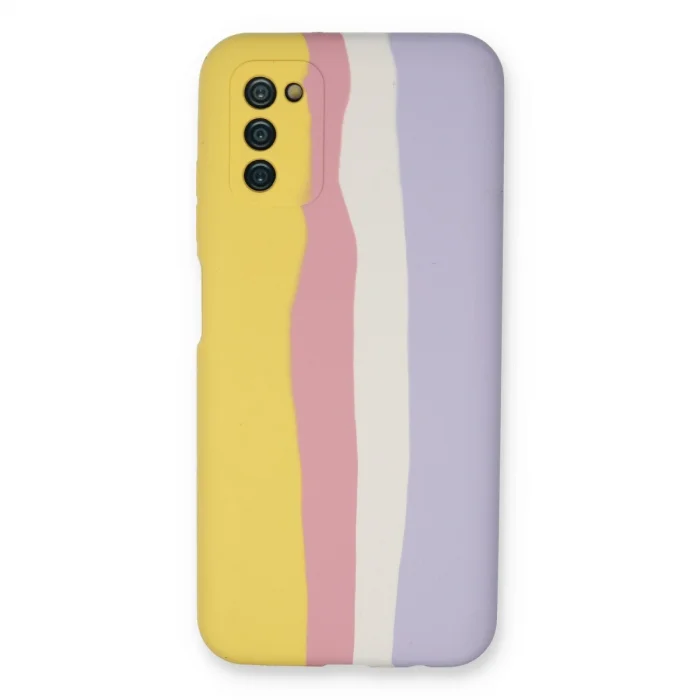 BUĞZ Samsung Galaxy A03s Kılıf Ebruli Lansman Silikon - Sarı-mavi