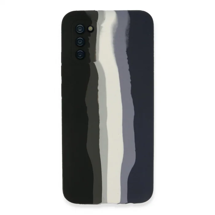 BUĞZ Samsung Galaxy A03s Kılıf Ebruli Lansman Silikon - Siyah-lacivert