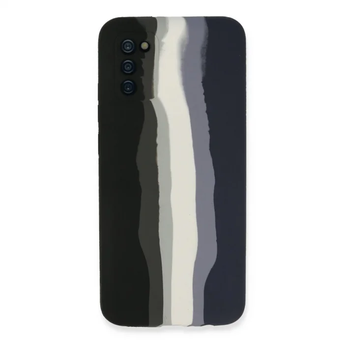 BUĞZ Samsung Galaxy A03s Kılıf Ebruli Lansman Silikon - Siyah-lacivert