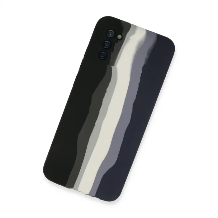 BUĞZ Samsung Galaxy A03s Kılıf Ebruli Lansman Silikon - Siyah-lacivert