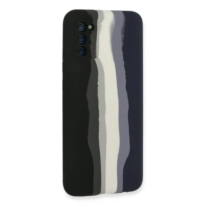 BUĞZ Samsung Galaxy A03s Kılıf Ebruli Lansman Silikon - Siyah-lacivert