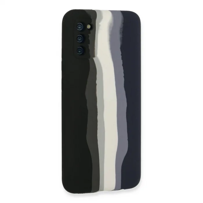 BUĞZ Samsung Galaxy A03s Kılıf Ebruli Lansman Silikon - Siyah-lacivert
