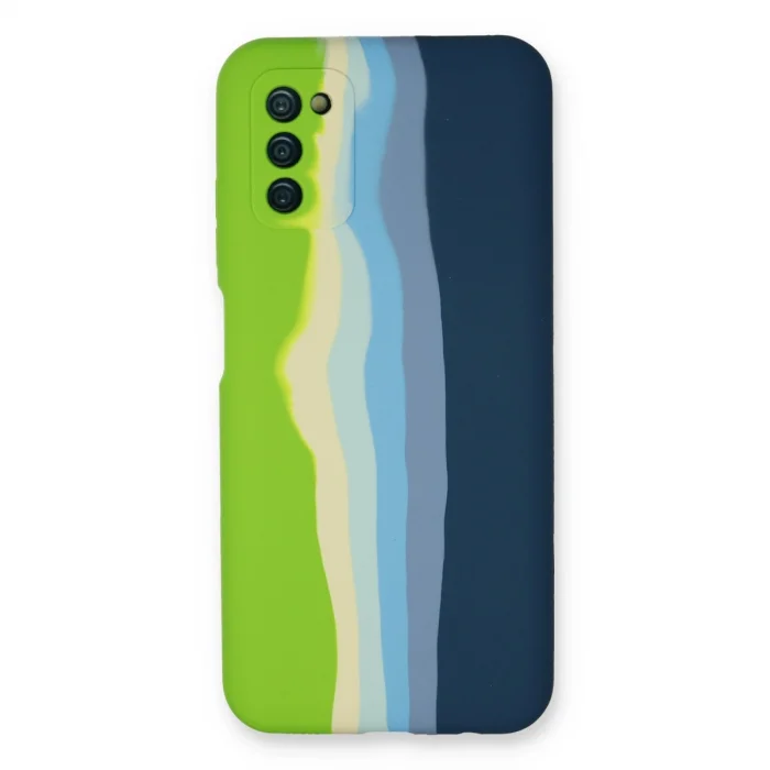 BUĞZ Samsung Galaxy A03s Kılıf Ebruli Lansman Silikon - Yeşil-koyu Yeşil