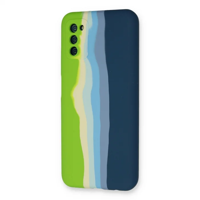 BUĞZ Samsung Galaxy A03s Kılıf Ebruli Lansman Silikon - Yeşil-koyu Yeşil