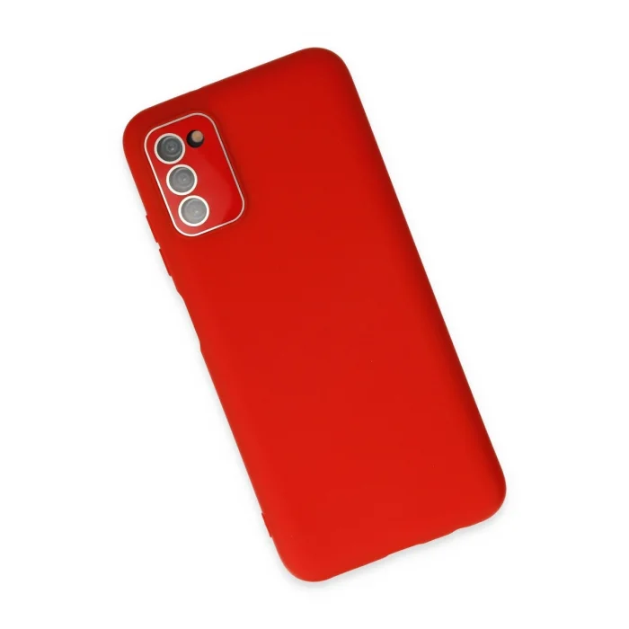 BUĞZ Samsung Galaxy A03s Kılıf Lansman Glass Kapak - Kırmızı