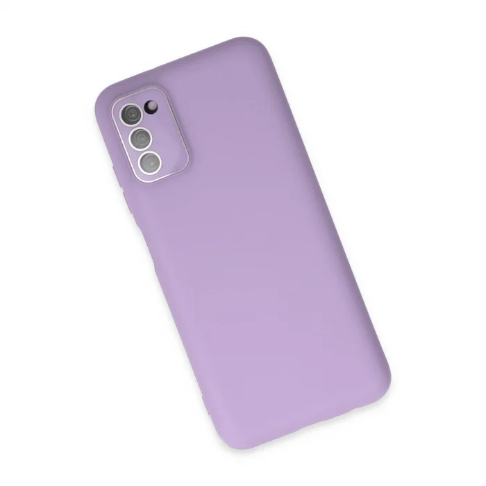 BUĞZ Samsung Galaxy A03s Kılıf Lansman Glass Kapak - Lila