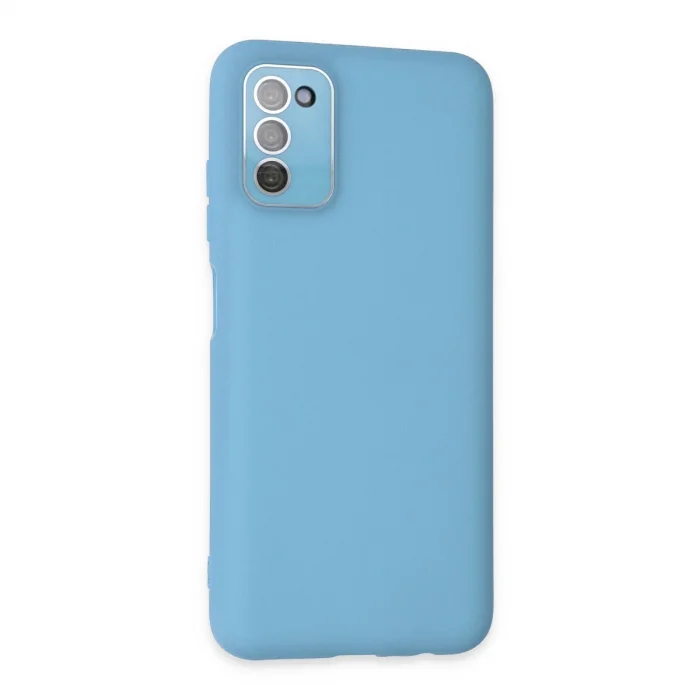 BUĞZ Samsung Galaxy A03s Kılıf Lansman Glass Kapak - Mavi