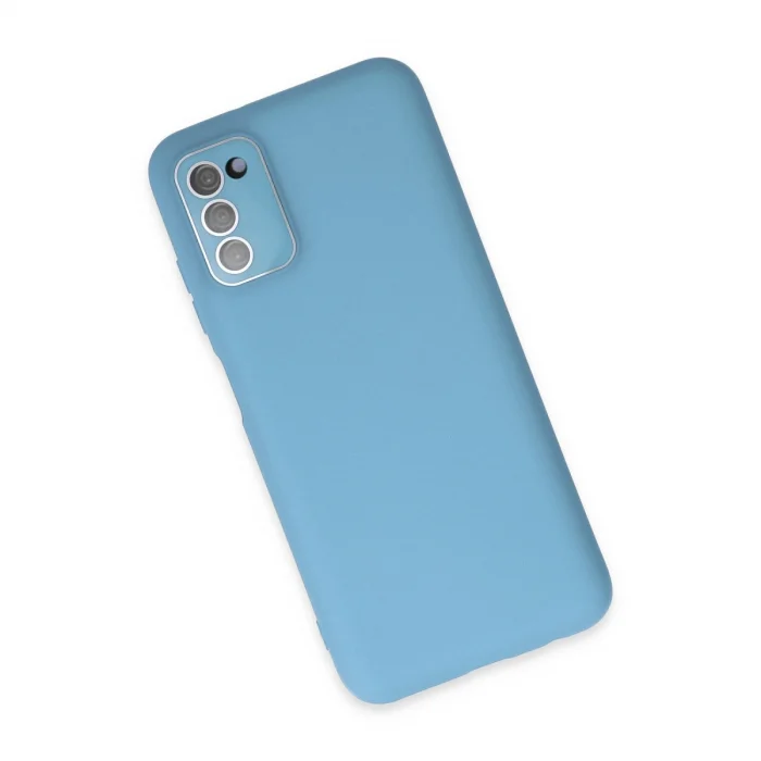 BUĞZ Samsung Galaxy A03s Kılıf Lansman Glass Kapak - Mavi