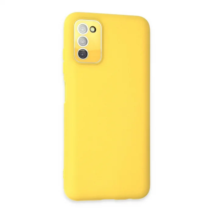 BUĞZ Samsung Galaxy A03s Kılıf Lansman Glass Kapak - Sarı