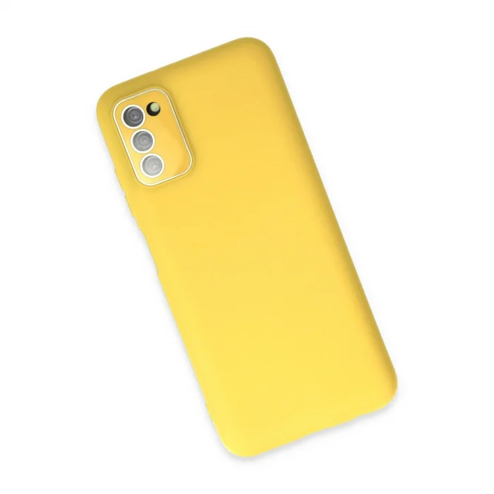 BUĞZ Samsung Galaxy A03s Kılıf Lansman Glass Kapak - Sarı