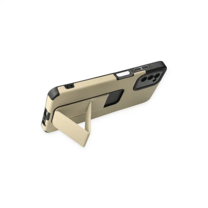 BUĞZ Samsung Galaxy A03s Kılıf Mega Standlı Silikon - Gold