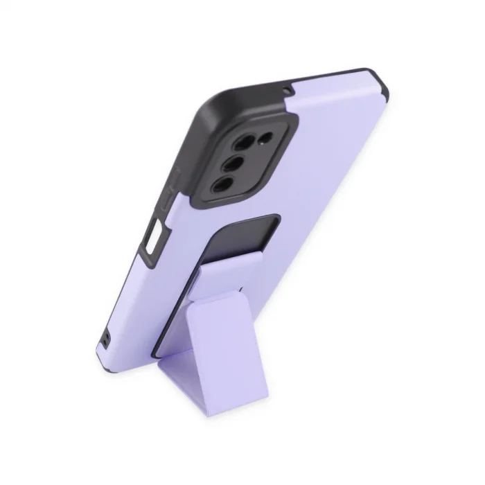 BUĞZ Samsung Galaxy A03s Kılıf Mega Standlı Silikon - Lila
