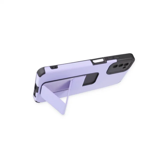 BUĞZ Samsung Galaxy A03s Kılıf Mega Standlı Silikon - Lila