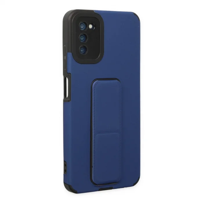 BUĞZ Samsung Galaxy A03s Kılıf Mega Standlı Silikon - Mavi
