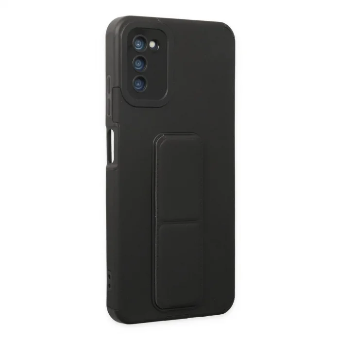 BUĞZ Samsung Galaxy A03s Kılıf Mega Standlı Silikon - Siyah