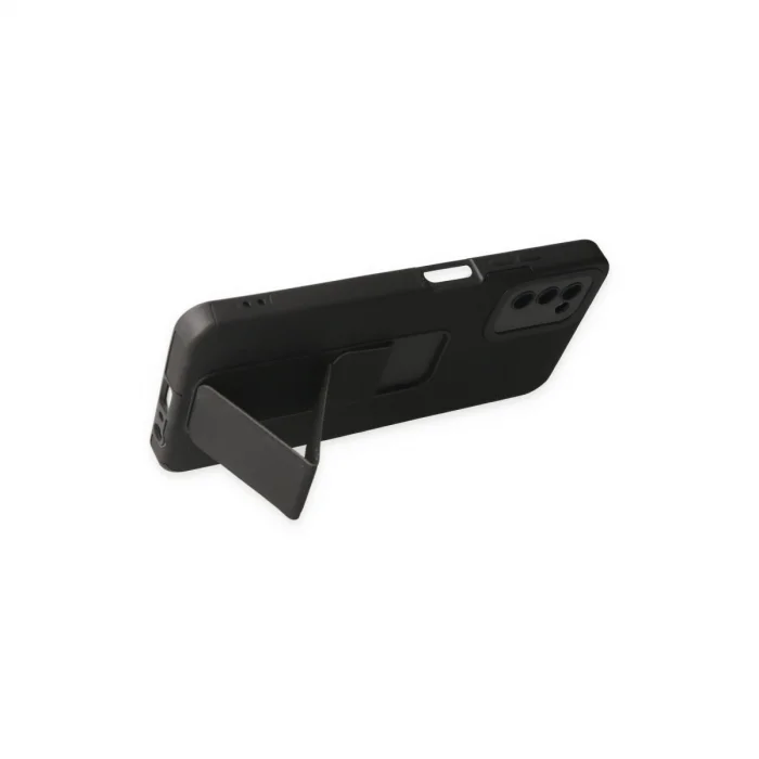 BUĞZ Samsung Galaxy A03s Kılıf Mega Standlı Silikon - Siyah