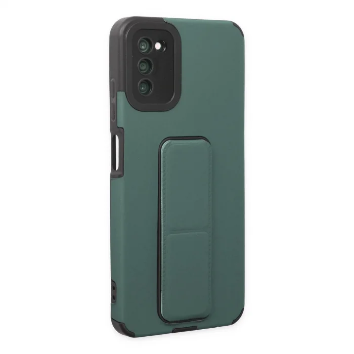 BUĞZ Samsung Galaxy A03s Kılıf Mega Standlı Silikon - Yeşil